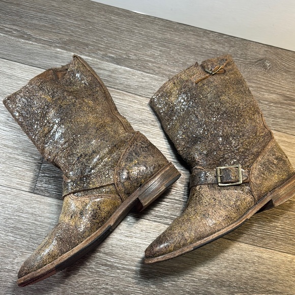 Vintage made in USA Distressed Leather Ankle Boots woman’s size 8 (b238) - Picture 2 of 9